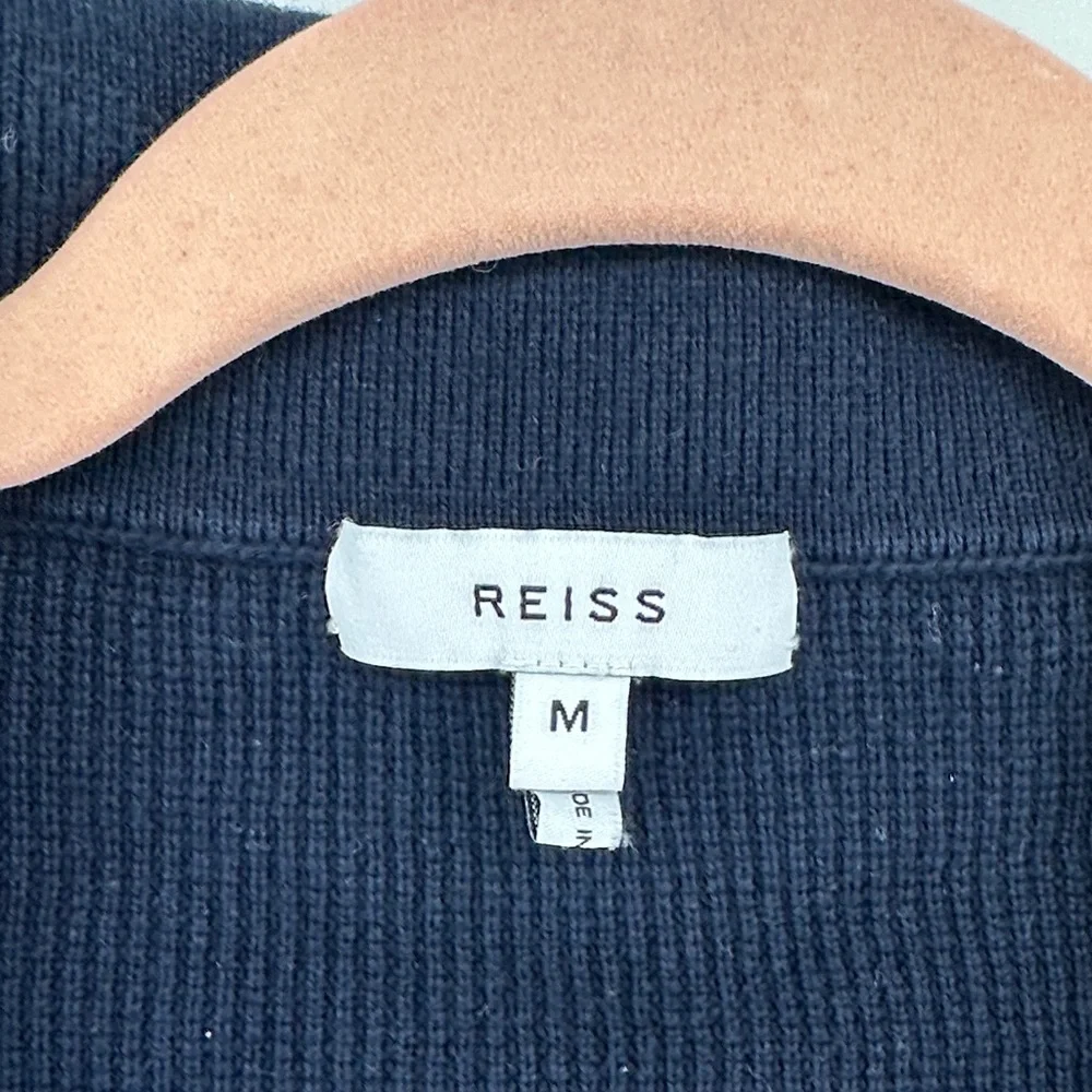 Reiss Men's Old Money Gentleman Retro Business Navy Short Sleeve Polo Shirt SzM - Picture 2 of 15